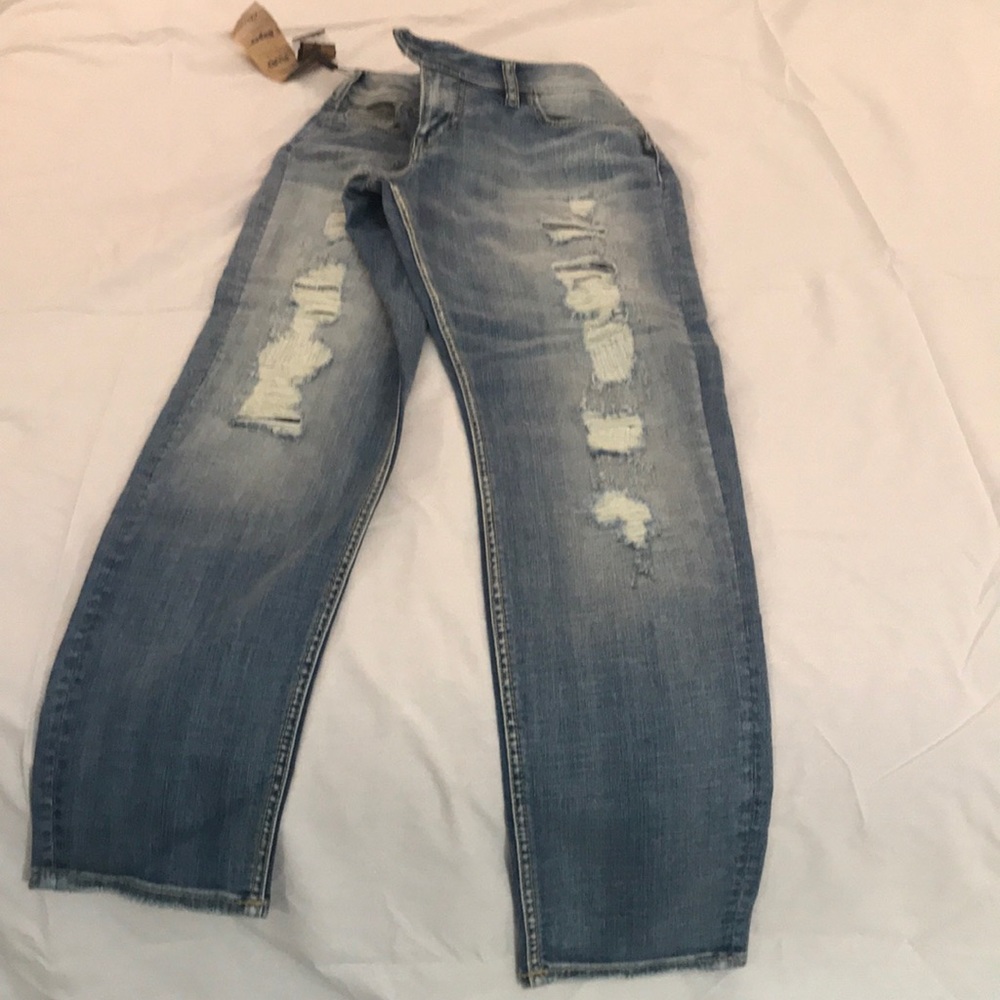 SILVER  DISTRESSED TUESDAY JEANS - Picture 4 of 6